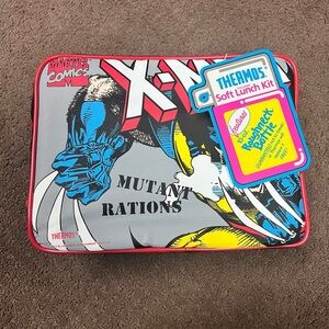 X-Men Mutant Rations Soft Lunch Box Marvel Thermos Wolverine New VTG 94